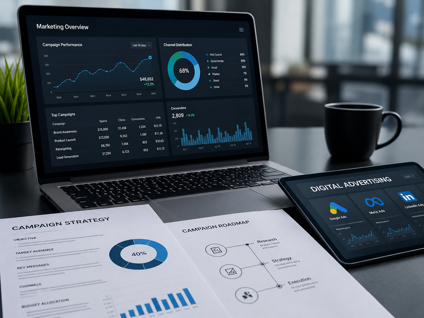 Marketingowe dashboardy i dokumenty strategiczne